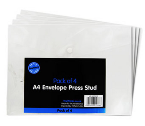 A4 Press Stud Wallets/Folders - Pack of 4