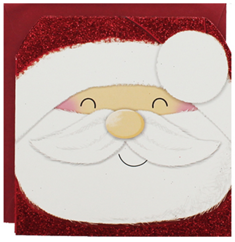 Christmas Cards Glitter Santa Pack Of 8