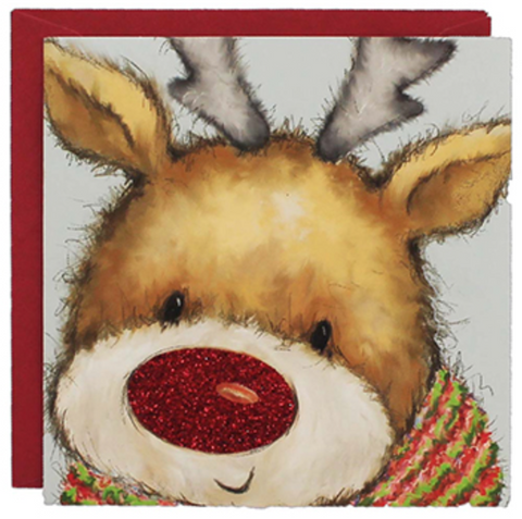 Christmas Cards Glitter Reindeer  Pack Of 8
